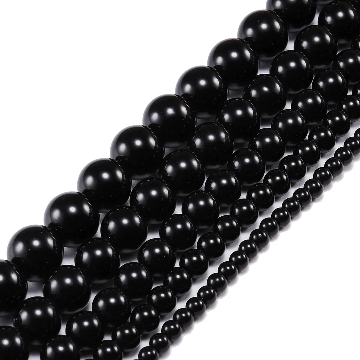 Black Agate Beads for Jewelry Making Round Beads