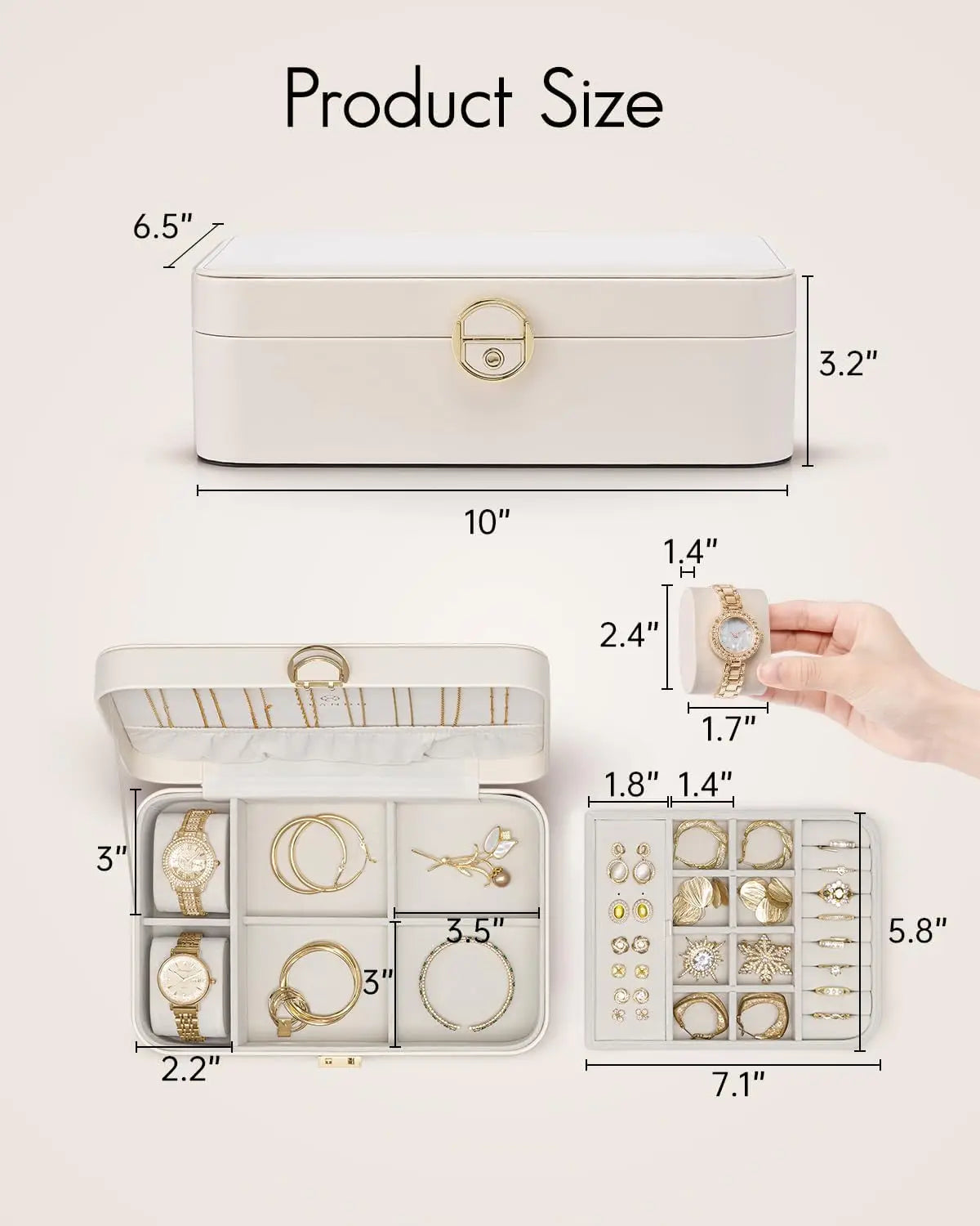 Jewelry Box Organizer Lockable 2 Layer With Removable Tray