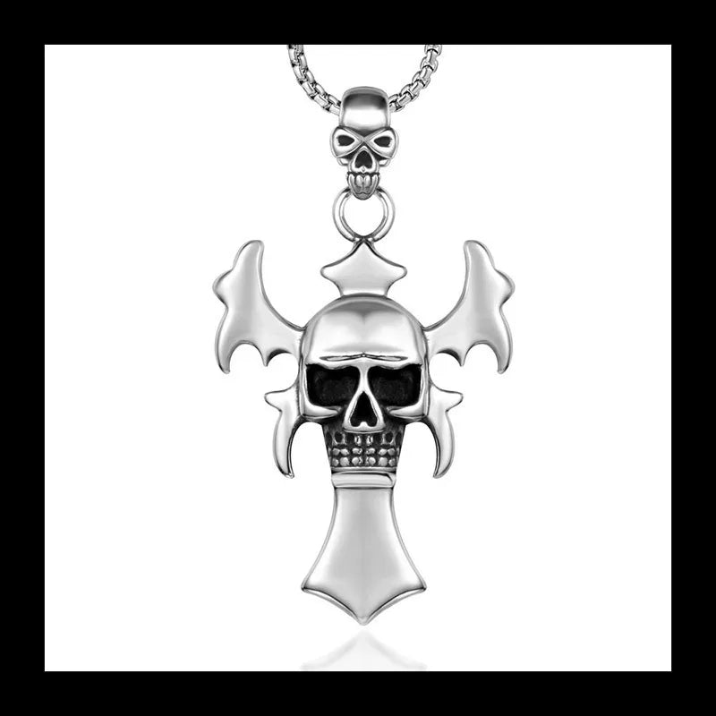 Skull Pendant Necklace Cross Skull Vintage Style