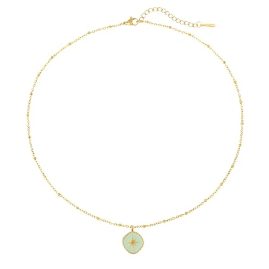 Necklace Sterling Silver North Star Pendant With Rhinestones
