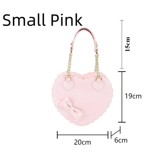 PU Heart Lolita Handbags With Bowknot Decor Shoulder Bag