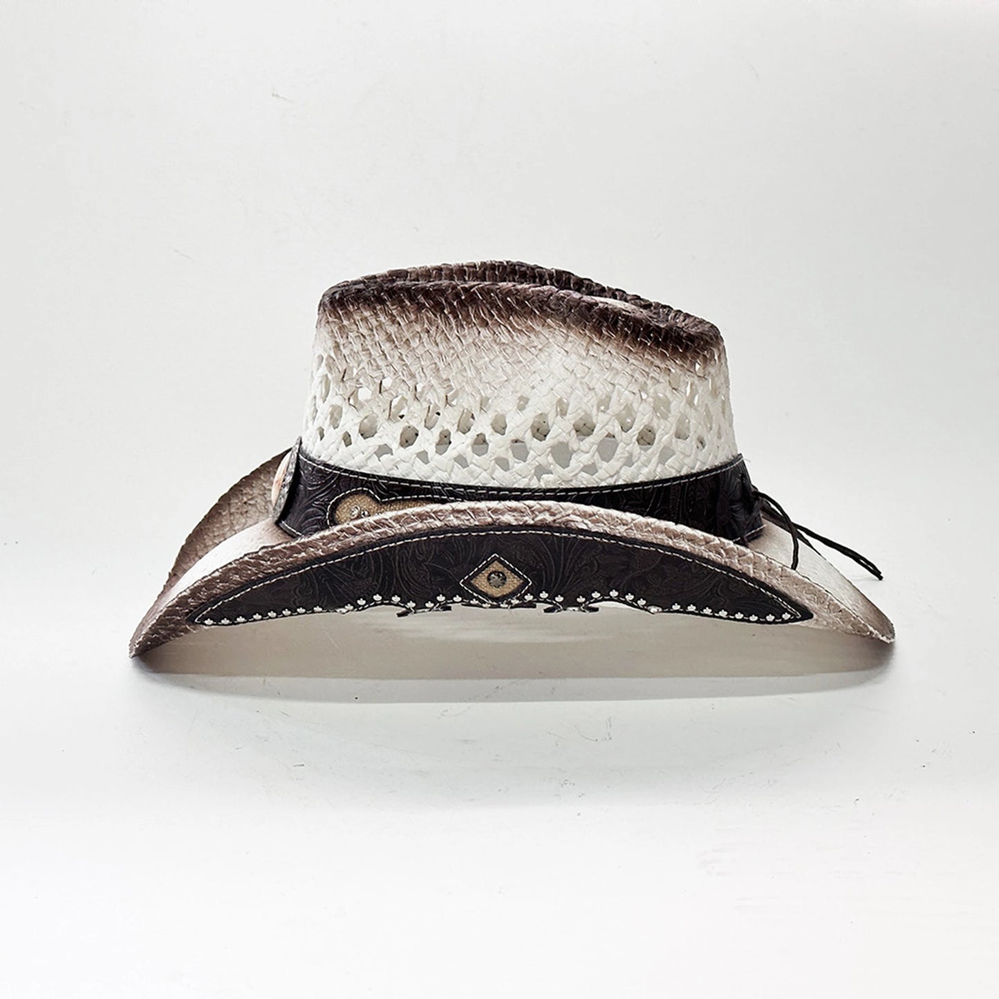 Straw Cowboy Hat With Concho Band