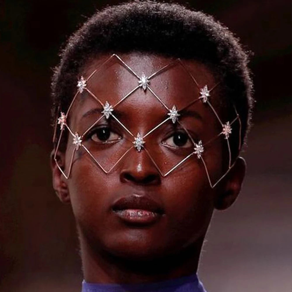 Cosplay Face Mask Veil Geometric Face Chain