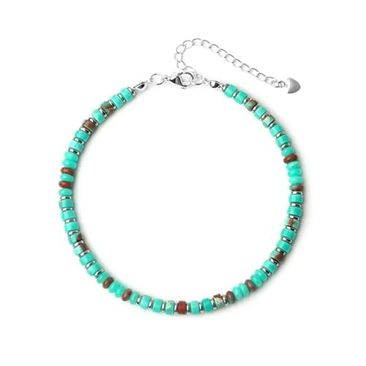 Natural Stone Beaded Anklets For Women Handmade Boho Turquoise Beads Jewelry