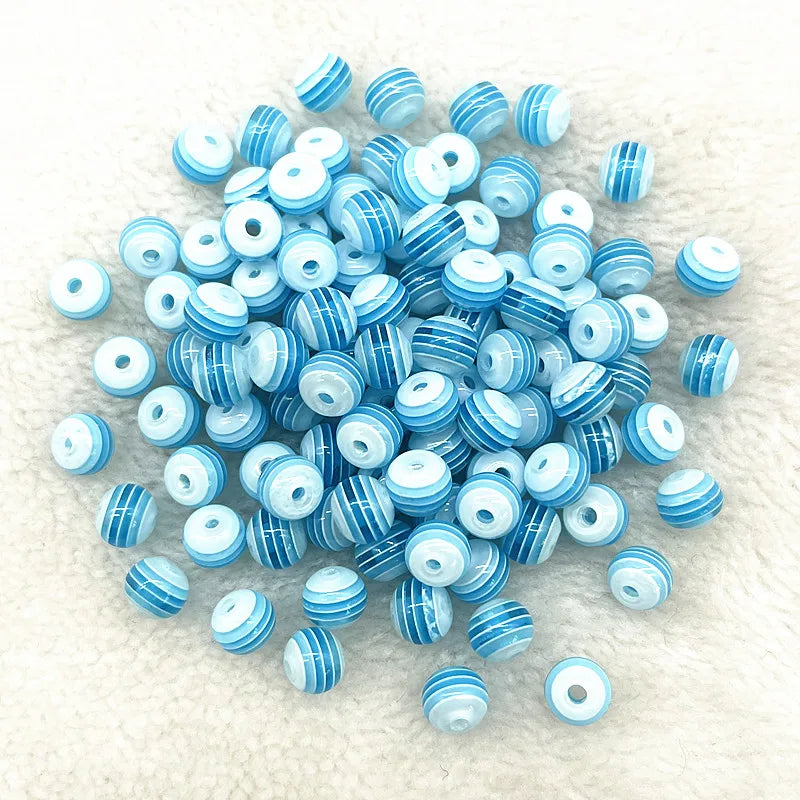 Transparent Round Resin Beads Stripe Spacer Beads For Jewelry Making