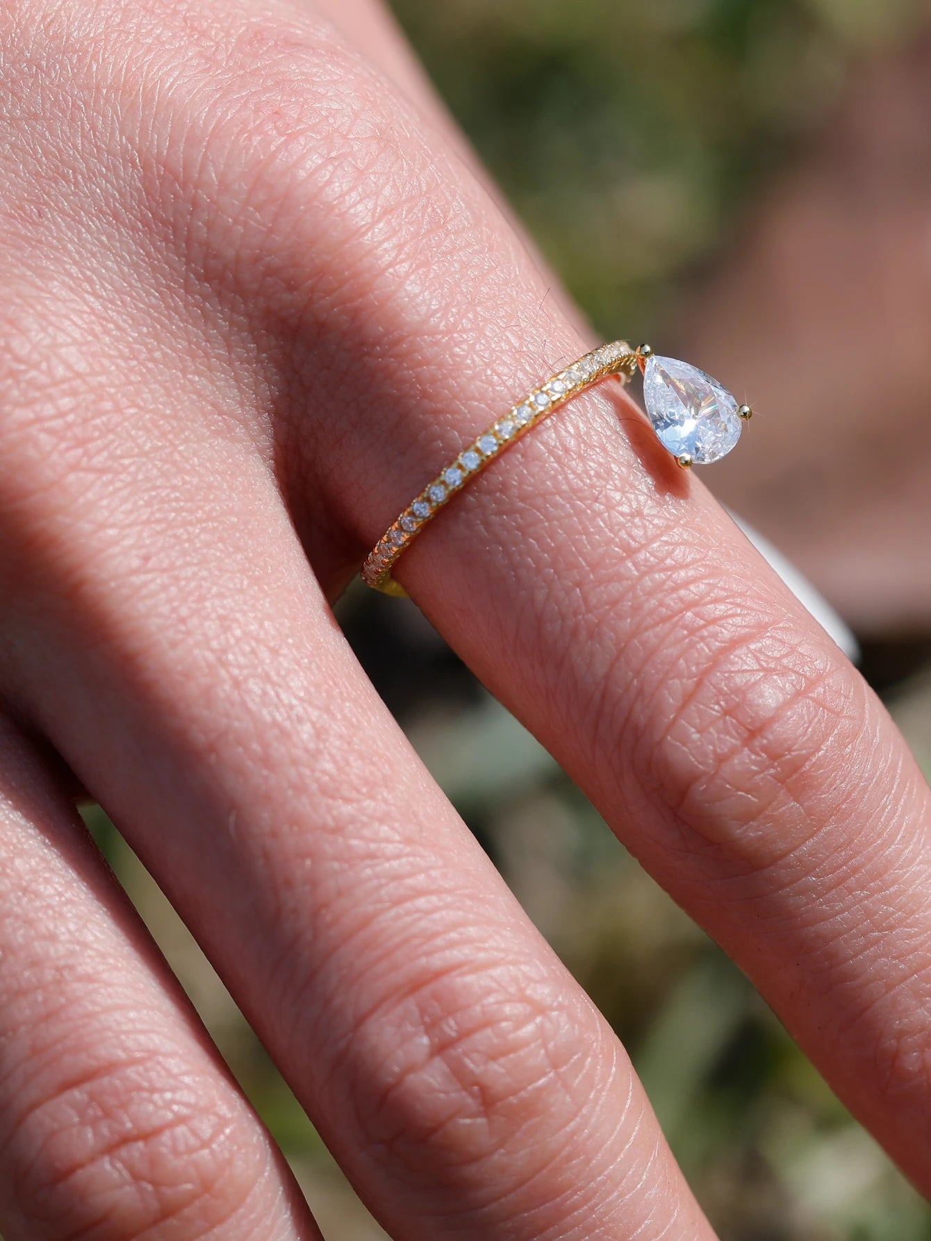 925 Silver Drop Shape 1.75CT Moissanite Ring
