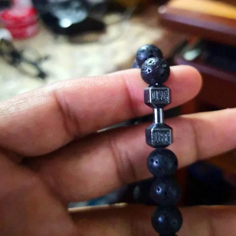 Bracelet Volcanic Lava Stone Dumbbell