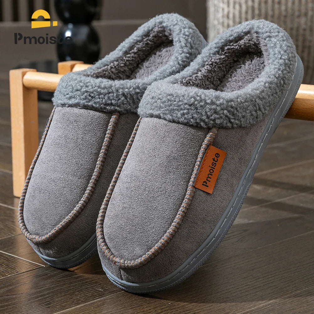 Men's Suede Slippers With Memory Foam Cushion And TPR Sole