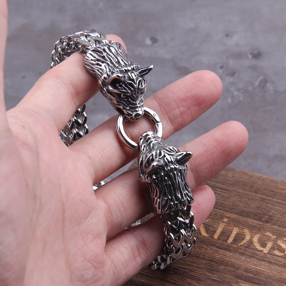 Bracelet Wolf Head Stainless Steel Mesh Gold