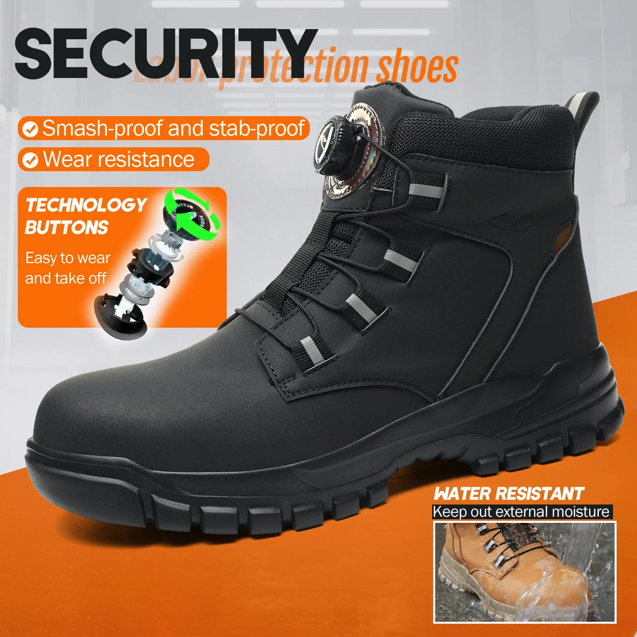 Safety Boots Men Indestructible Steel Toe Work Shoes