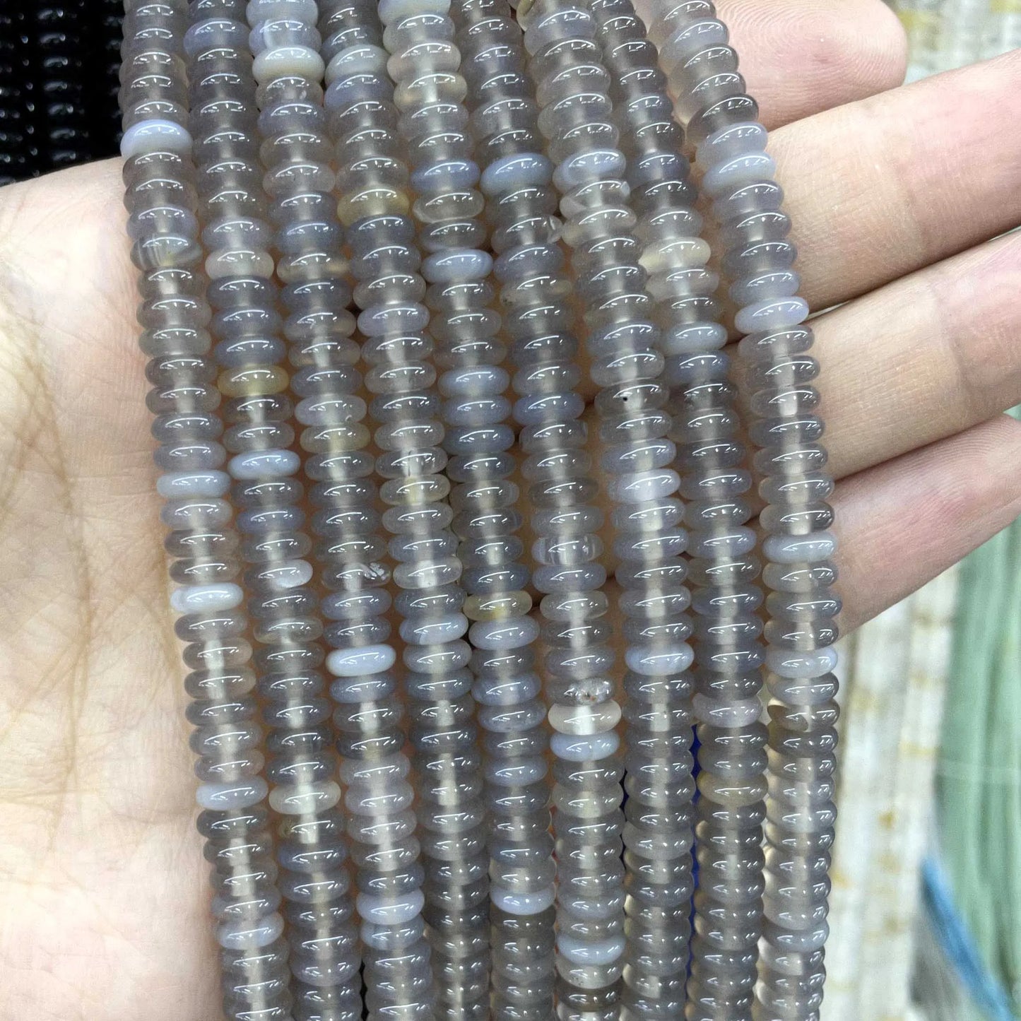 Natural Stone Bead Spacers Quartz Jasper Agate Flat Round