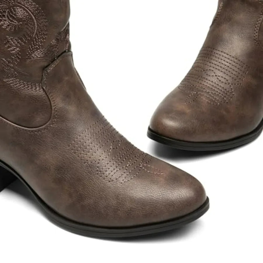Women's Western Cowboy Embroided  Ankle Boots
