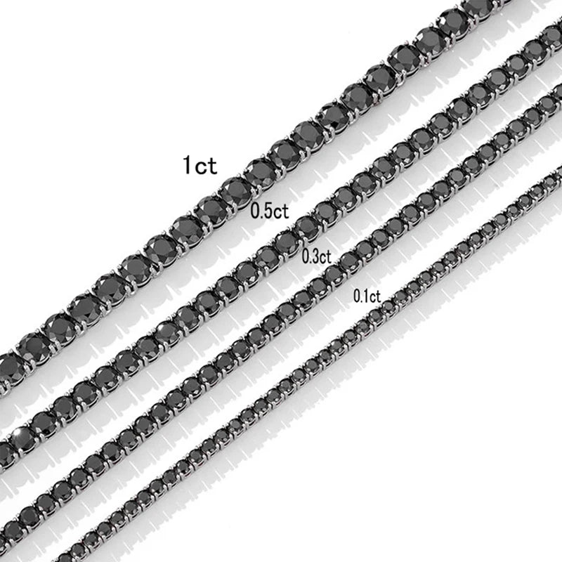 925 Necklace SMYOUE Moissanite Tennis Round Cut