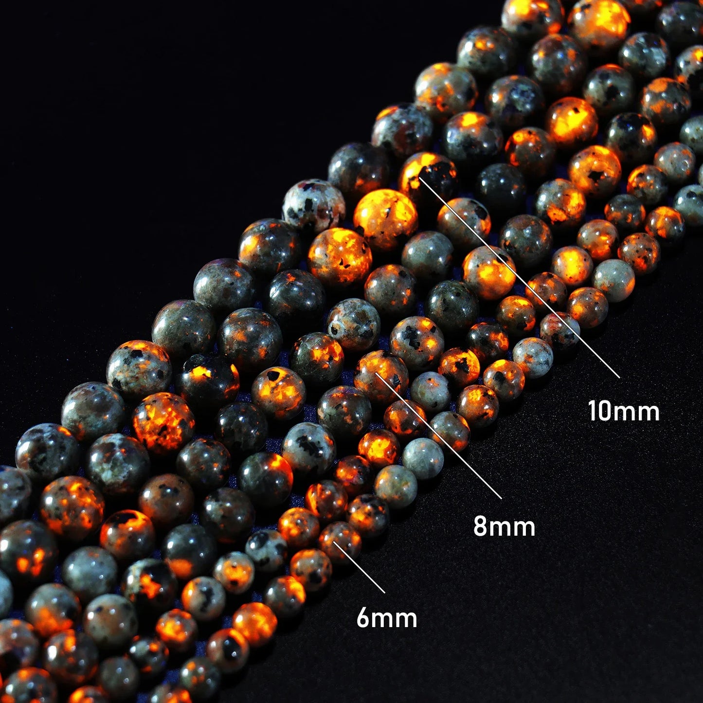 Natural Stone Round Beads Yooperlite Fire Sodalite Loose Spacer Beads