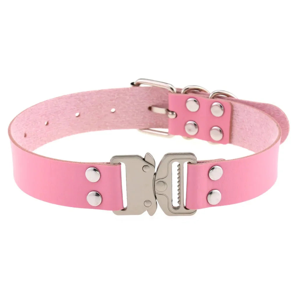 Choker Buckle Necklace PU Leather Cosplay