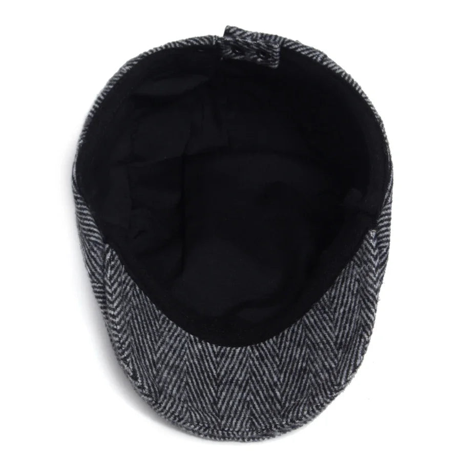 Beret Herringbone Newsboy Cap Adjustable