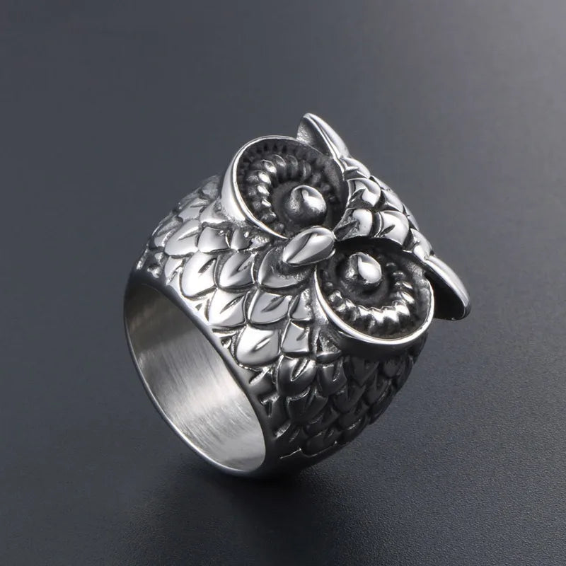 Owl Titanium Steel Ring