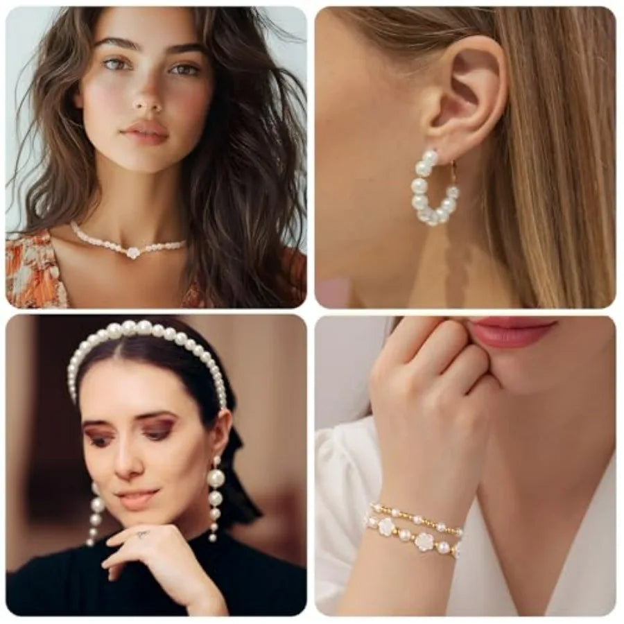 Pearl Beads Jewelry Making Kit With Gold Spacer Beads