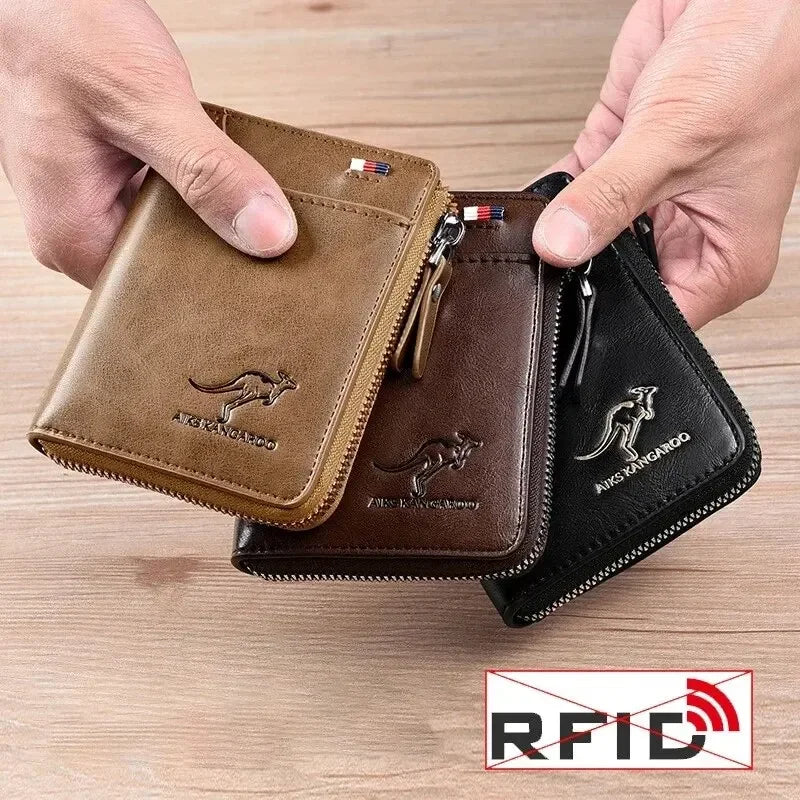 Leather Wallet RFID Zipper Card Holder Purse