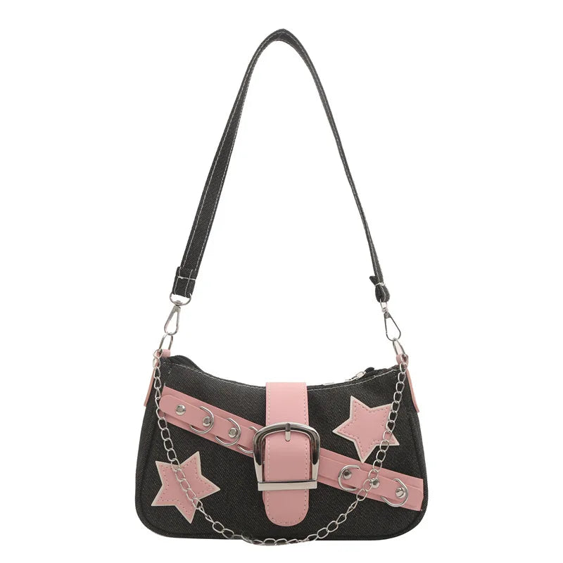 Bag With Rivet Star Accent Denim