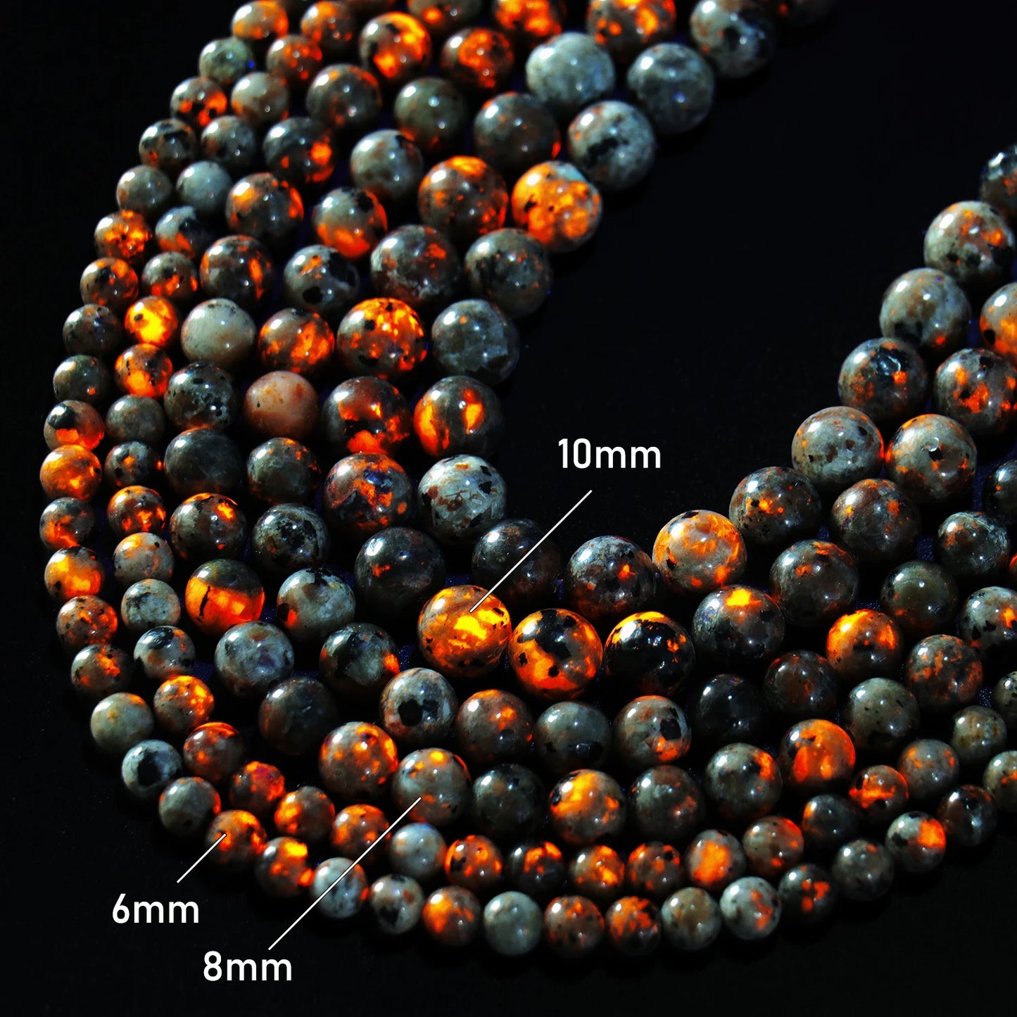 Natural Stone Round Beads Yooperlite Fire Sodalite Loose Spacer Beads