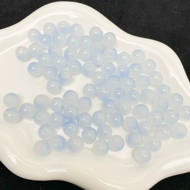50pcs 8/10mm Dual Color Glass Round Loose Spacer Beads for Handmade Jewelry and Accessories