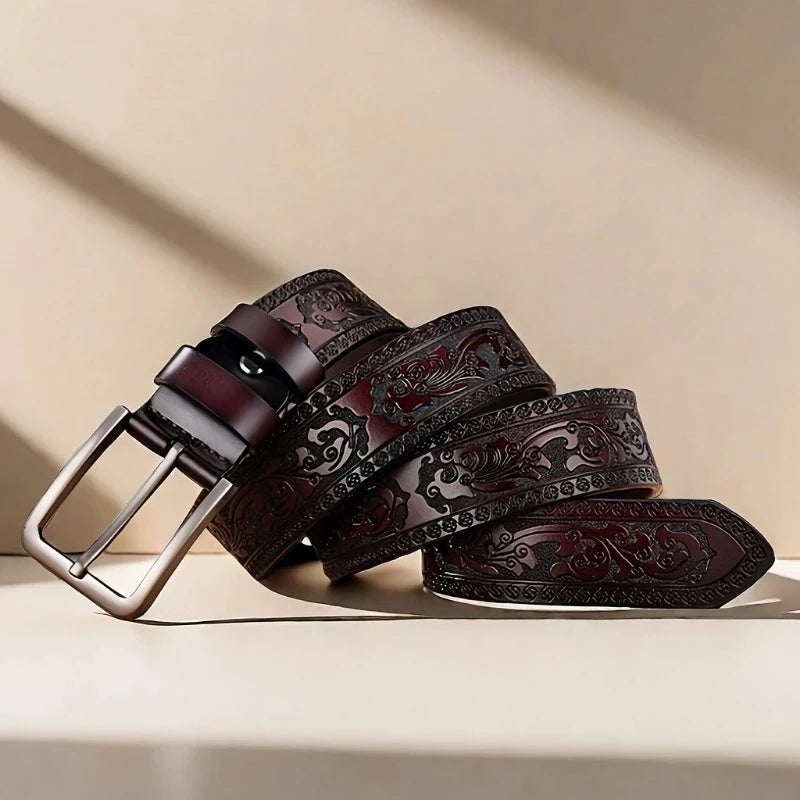 Leather Western Style Belt Alloy Buckle