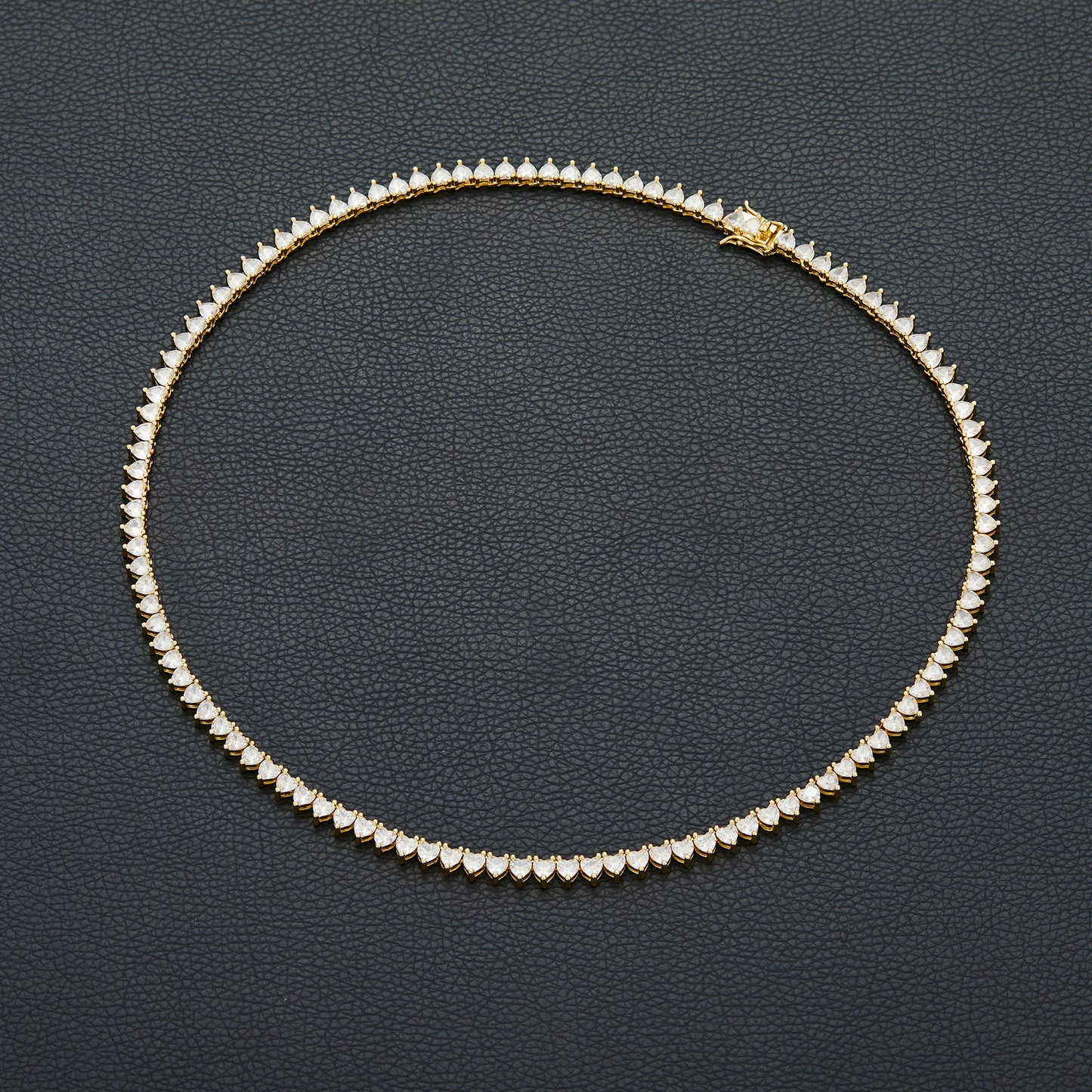 Tennis Necklace And Bracelet With 4mm Heart CZ Stones