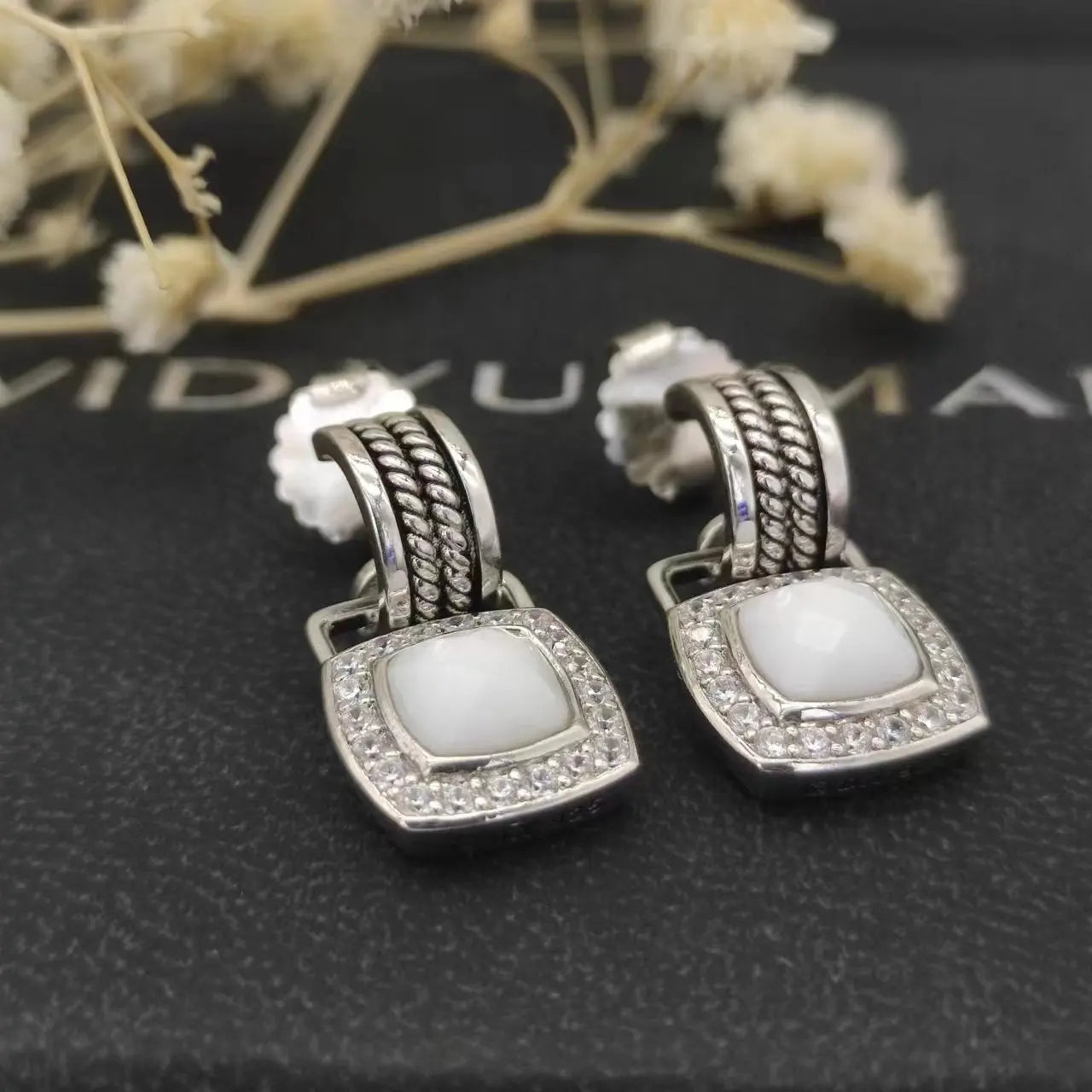 Sterling Silver Zircon Stud Earrings 925