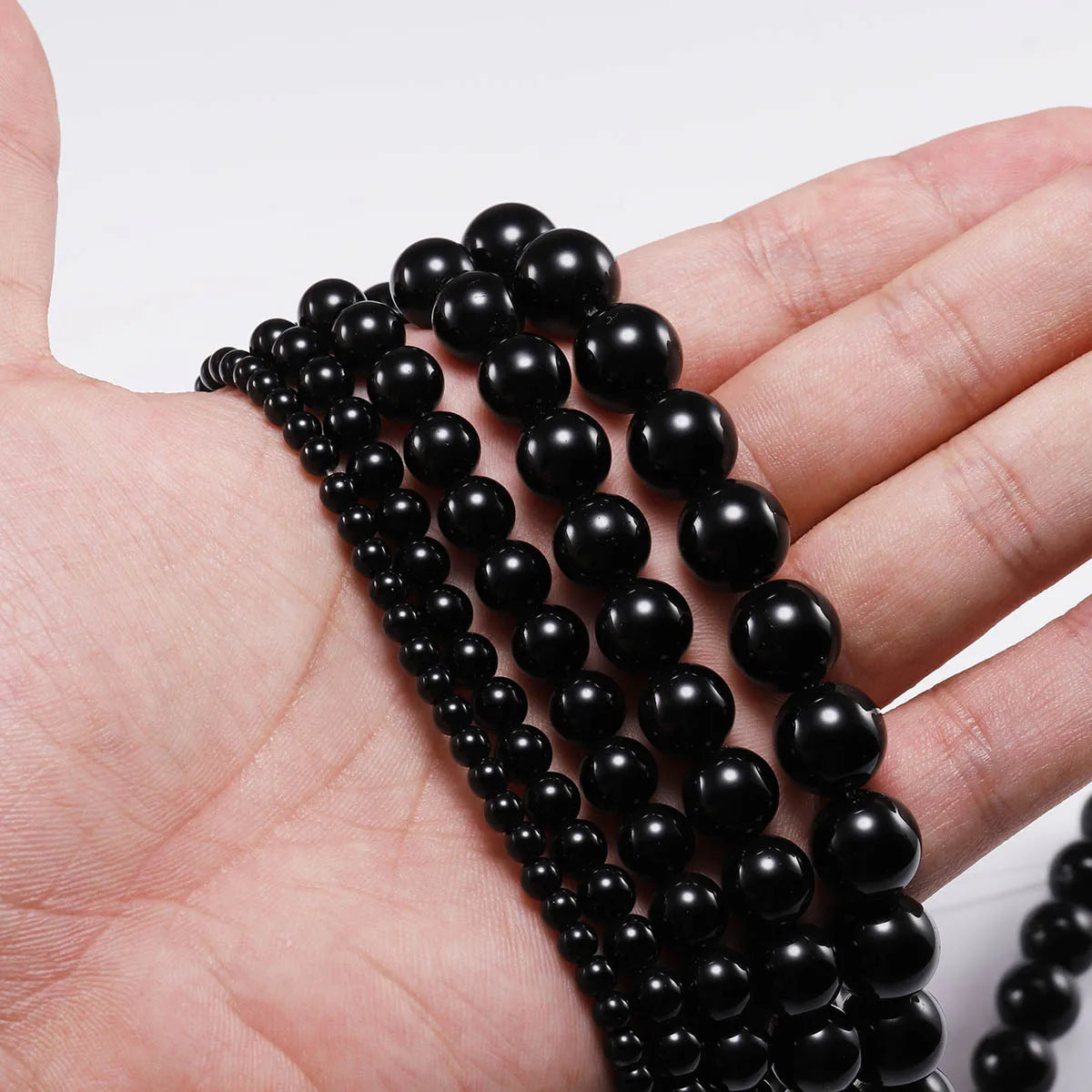 Black Agate Beads for Jewelry Making Round Beads