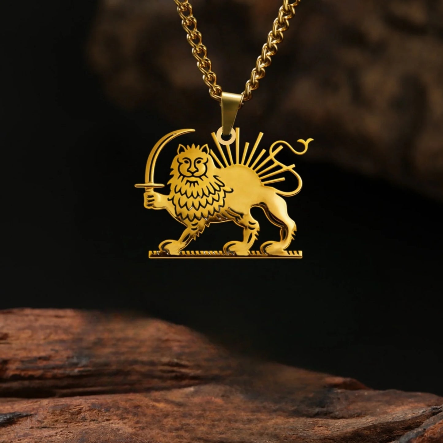 Necklace Persian Lion and Sun Necklace Pendant