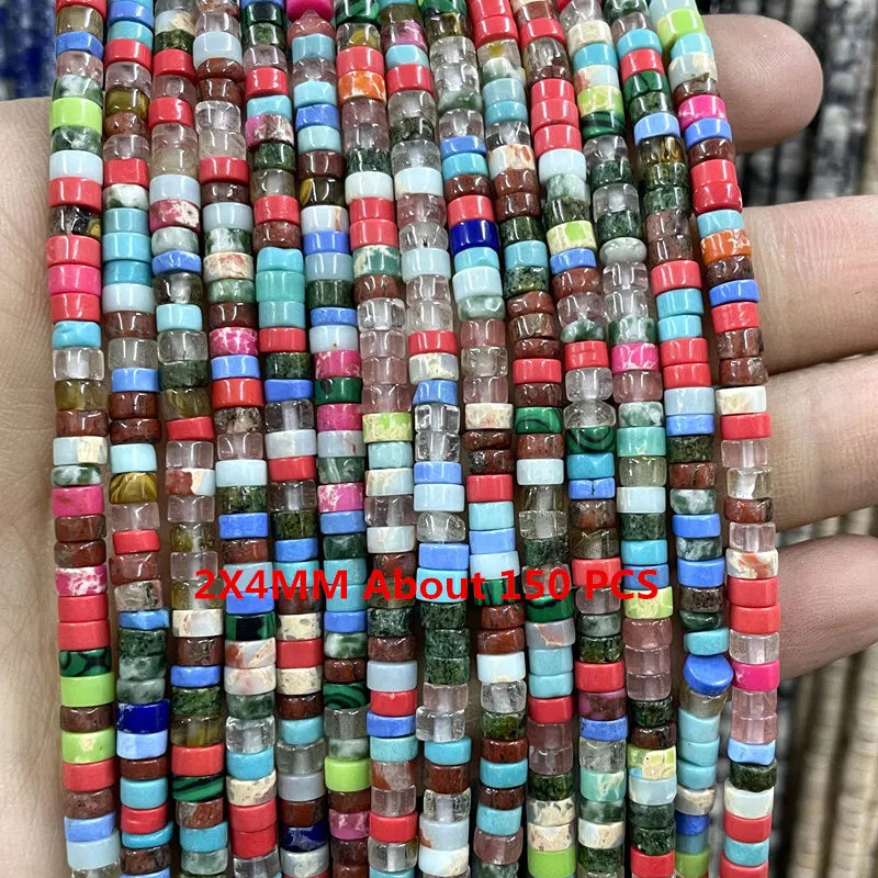 Natural Stone Beads For Jewelry Making Agate Quartz Wheel Beads