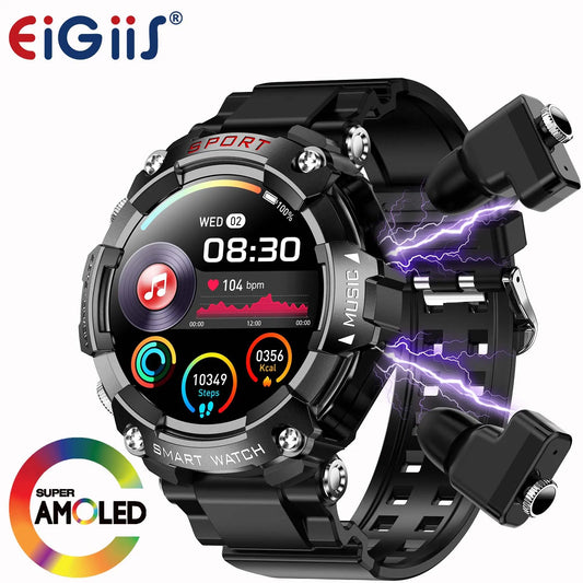 LaNikar Smartwatch With AMOLED Display And In Ear Bluetooth Headset HR SpO2