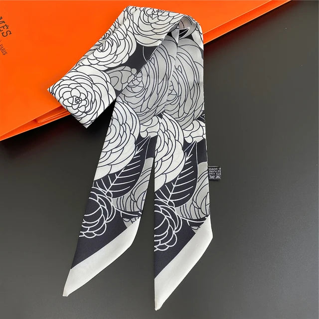 Scarf Skinny Plaid Silk Accessory