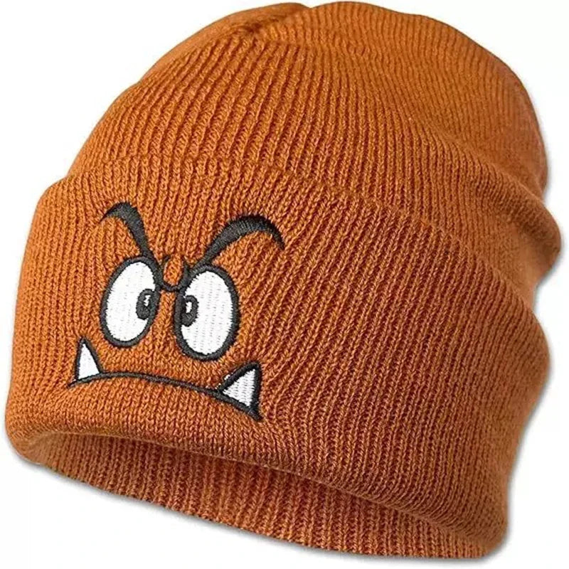 Knitted Angry Expression Acrylic Hat