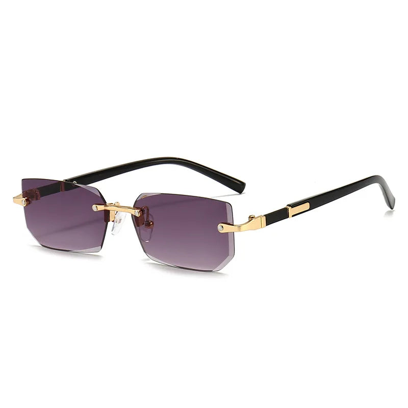 Sunglasses Frameless Diamond Shaped Leopard UV400 Small Frame