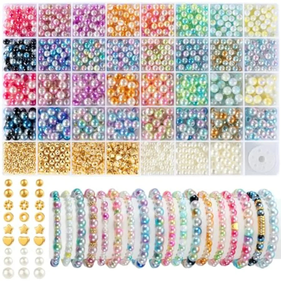 Pearl Beads Jewelry Making Kit With Gold Spacer Beads