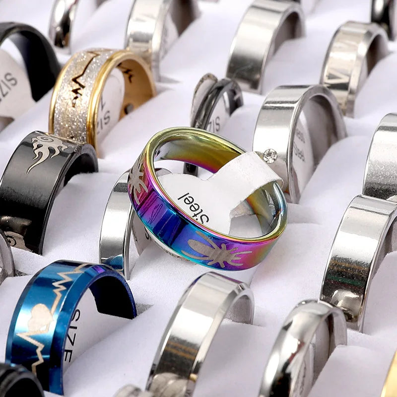 Stainless Steel Love Stripe Rings Fashion Jewelry Gift