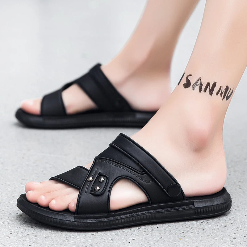 WIENJEED Mens Sandals Open Toe Flat Casual Outdoor Walking Shoes