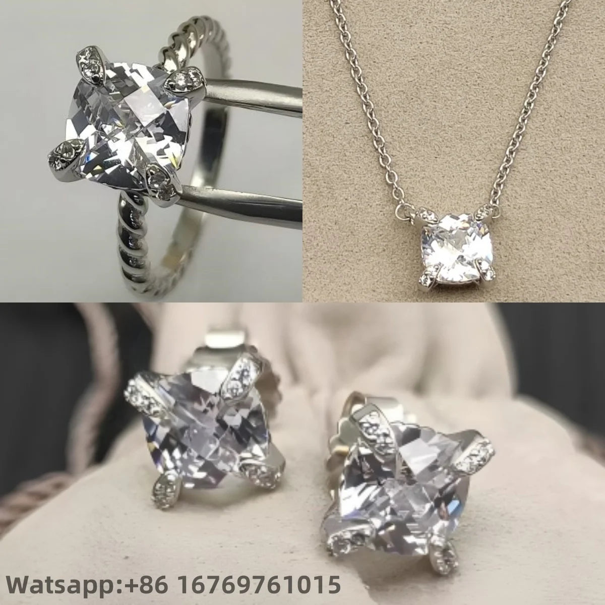 Earrings, Necklace, Ring 8mm Stone Set