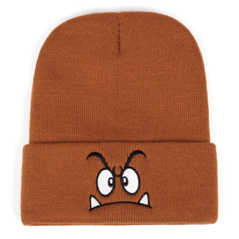 Knitted Angry Expression Acrylic Hat