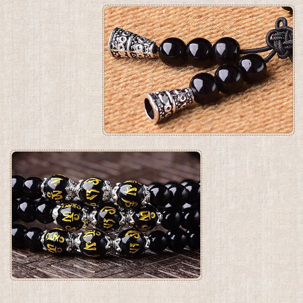 Obsidian Bracelet 108 Beads Buddhist Jewelry Hand Chain