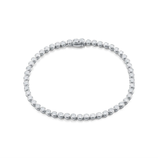 GEM'S BALLET Moissanite Bezel Set Tennis Bracelet 14K Gold