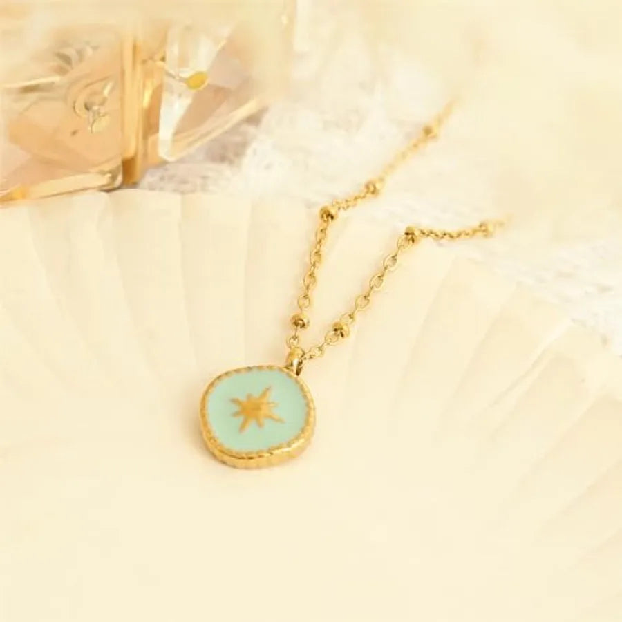 Necklace Sterling Silver North Star Pendant With Rhinestones