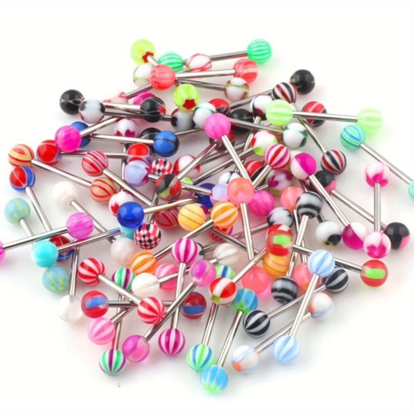 Tongue Navel Nipple Barbell Rings Set 100 Pieces
