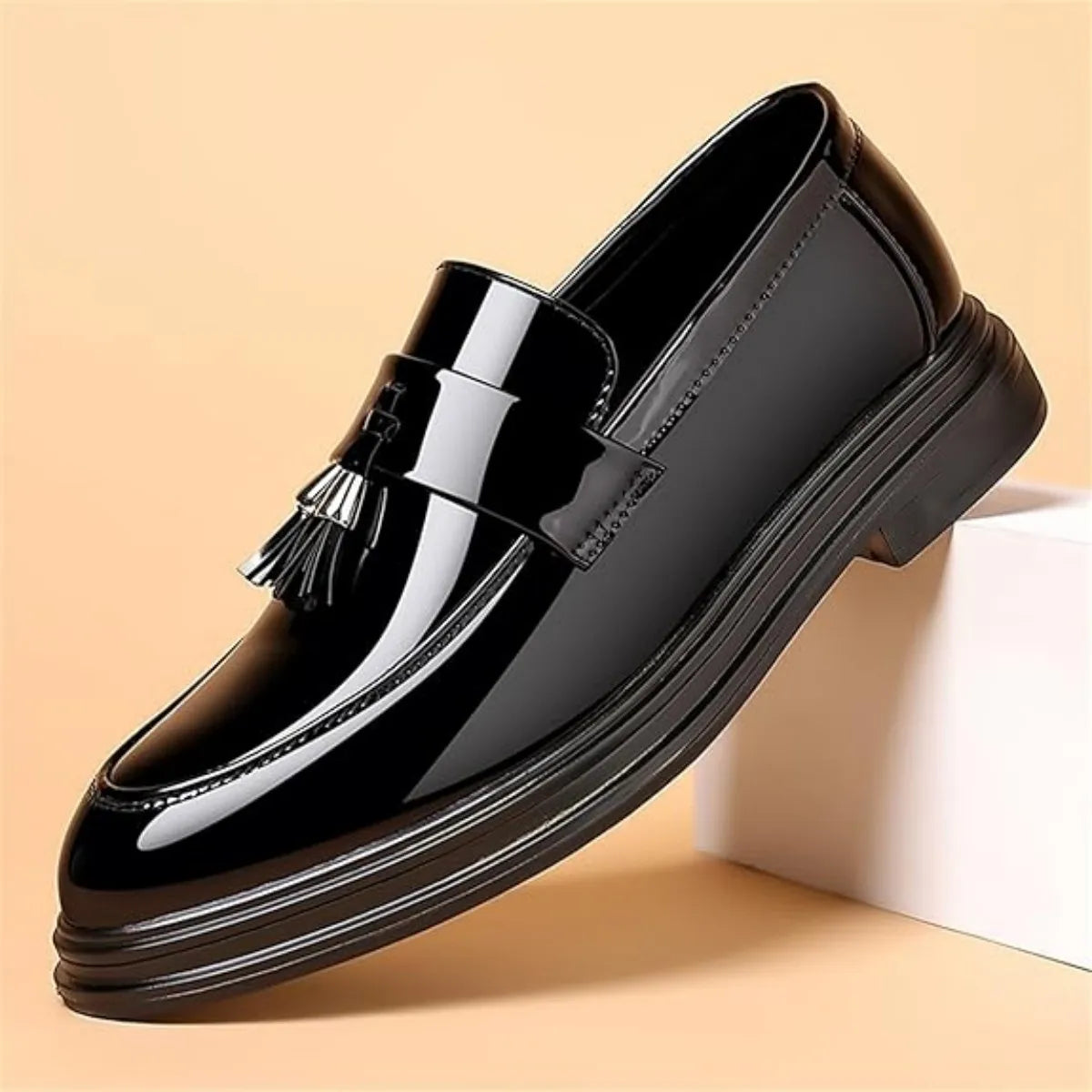 Men's Tassels High Gloss Patent Penny Loafers