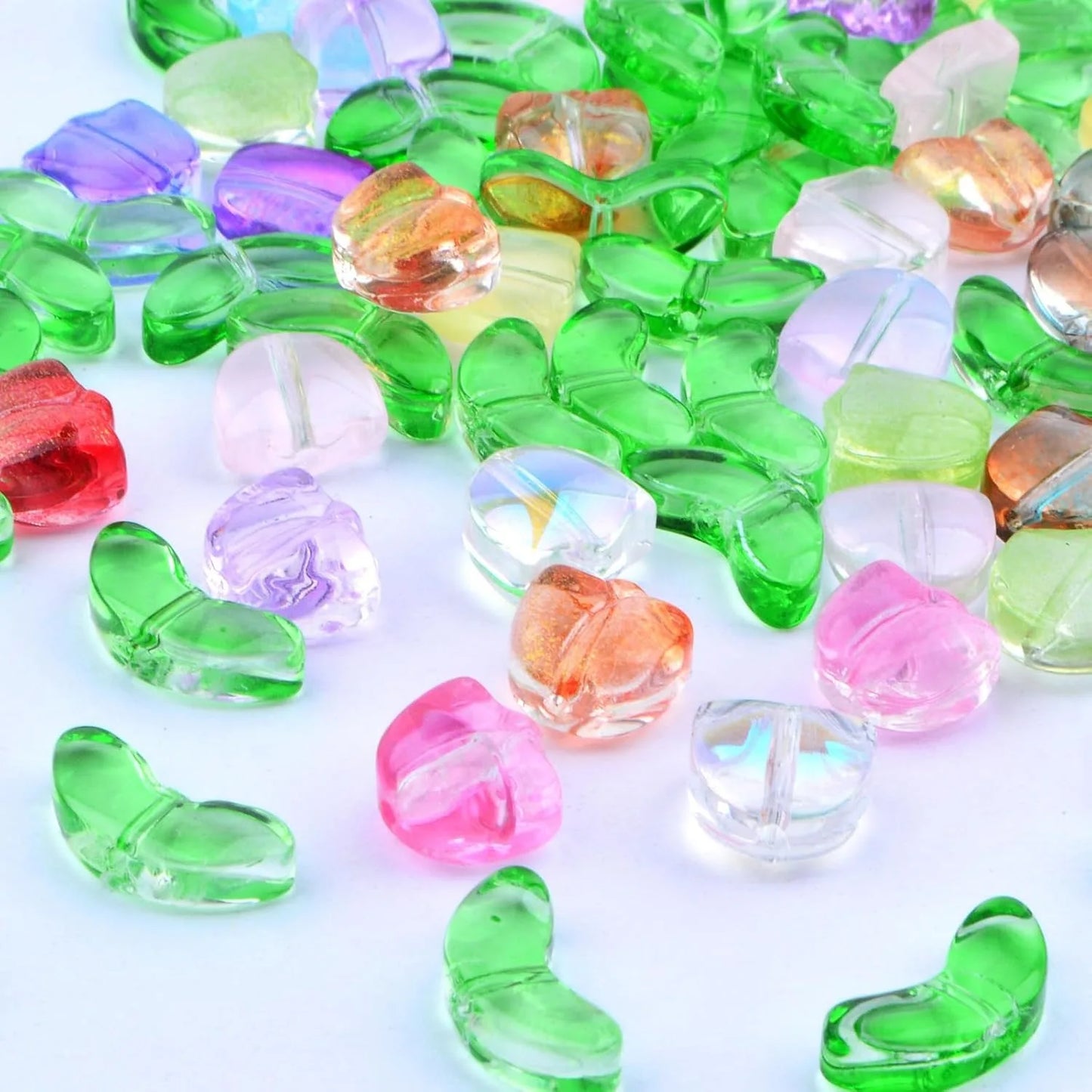 Tulip Glass Flower Beads 100pcs Mixed Colors For DIY Jewelry