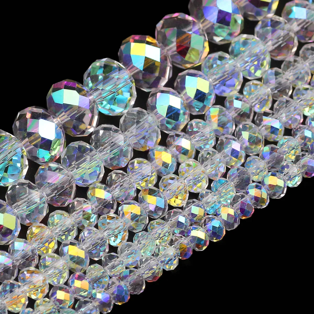 Austrian Crystal Glass Beads Iridescent Transparent Loose Beads For Jewelry