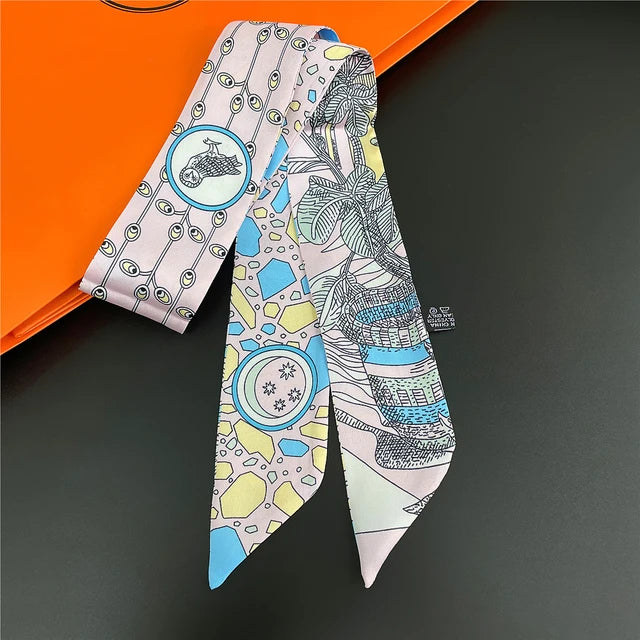 Scarf Skinny Plaid Silk Accessory