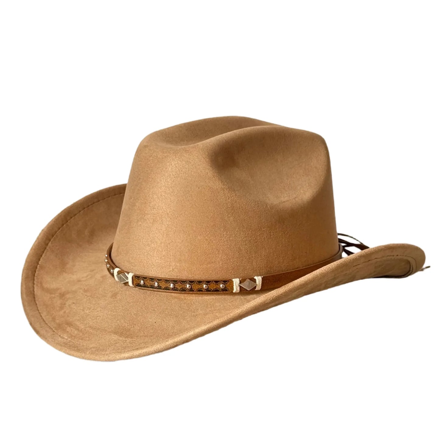 Cowboy Hat With Embellished Band Wide Brim